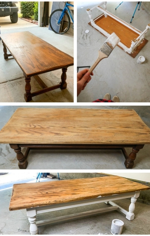 Farmhouse Coffee Table with X-Brace Sides and Slatted Shelf