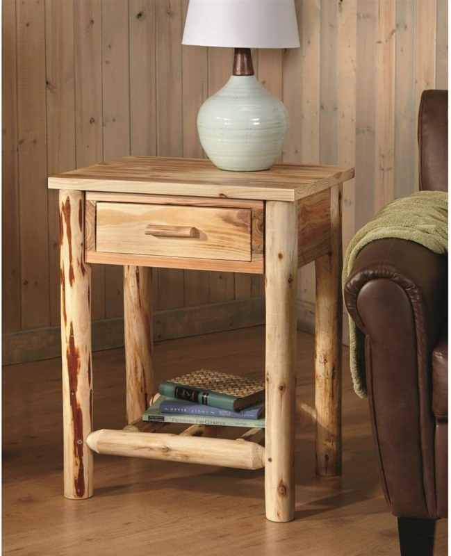 Farmhouse End Table with Inset Side Panels and Open Shelf