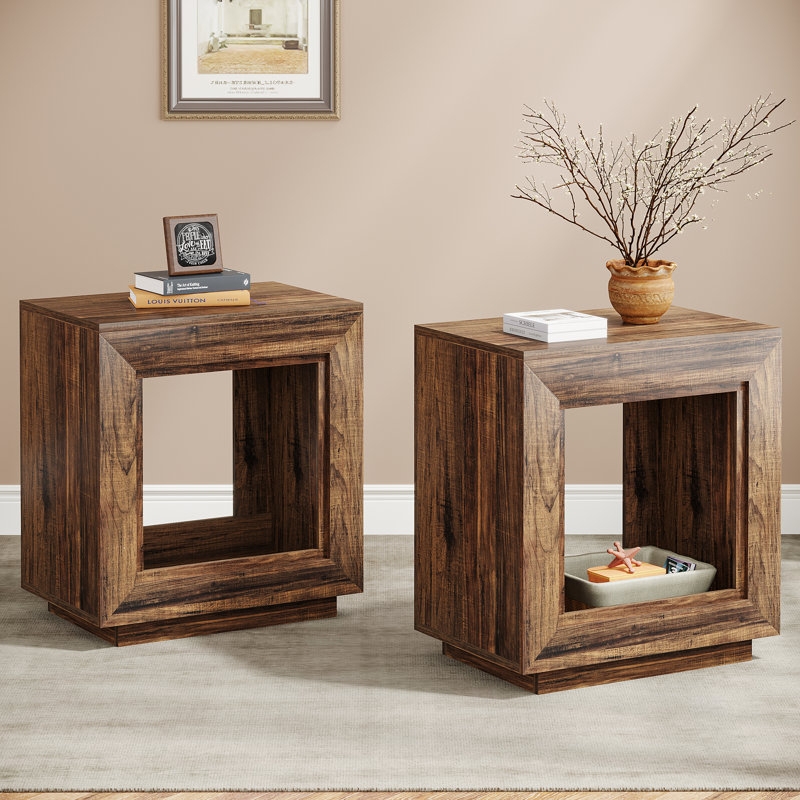 Farmhouse End Table with X-Brace Sides and Lower Shelf