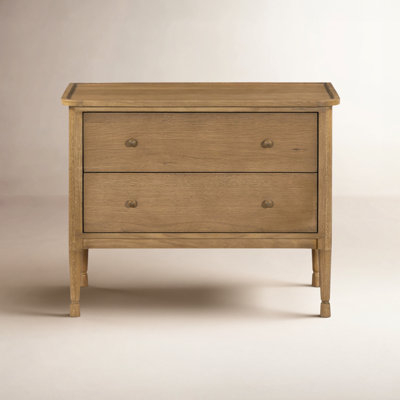 Farmhouse Nightstand in Creamy Off-White with Gold Hardware Knobs