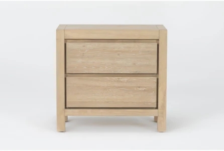 Farmhouse Wide Nightstand in Natural Wood Grain Finish