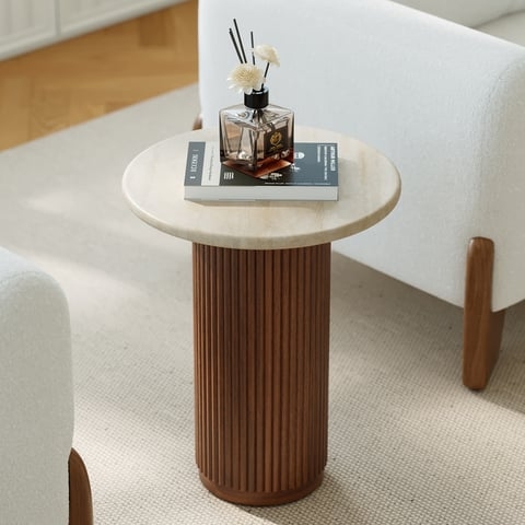 Faux Leather & Marble End & Side TablesHomary