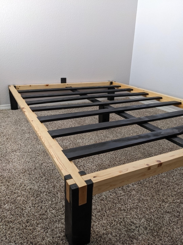 Floating Platform Bed Frame, Integrated LED Lighting