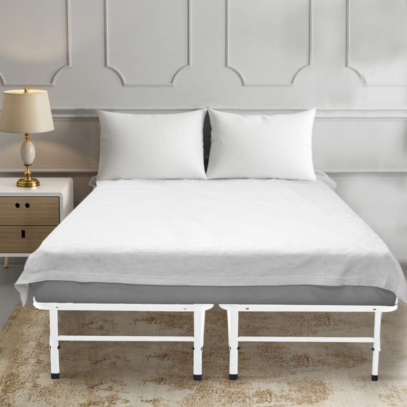 Foldable Metal Bed Frame with Slats