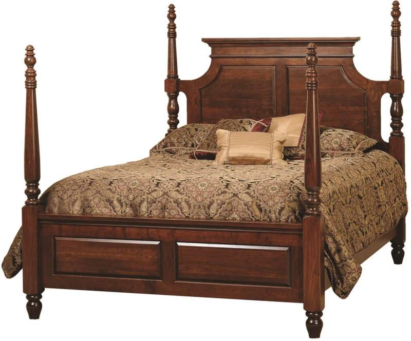 Four Poster Bed Mission Style Paneled Wood Dark Stain Finish