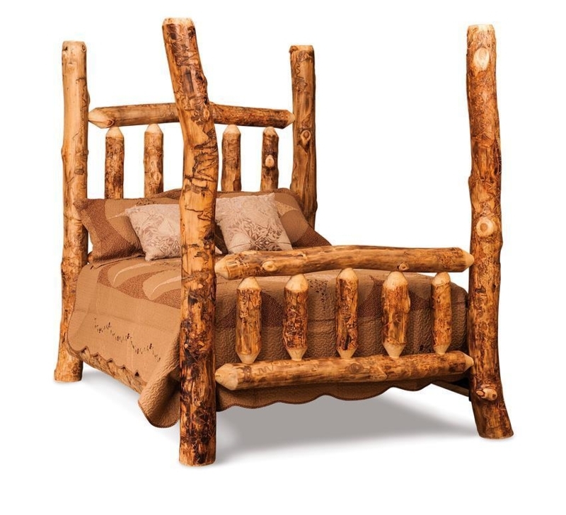 Four Poster Bed Rustic Log Construction Branch Spindles Lodge Style
