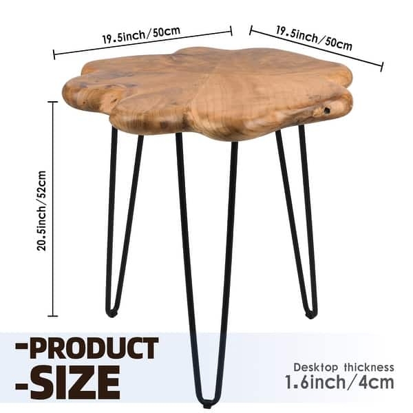 Freeform Live Edge Side Table Hairpin Legs Natural Wood