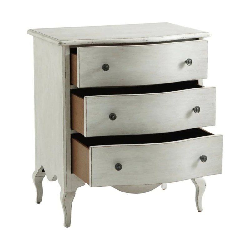 French Country Nightstand Bracket Feet Distressed Taupe Finish
