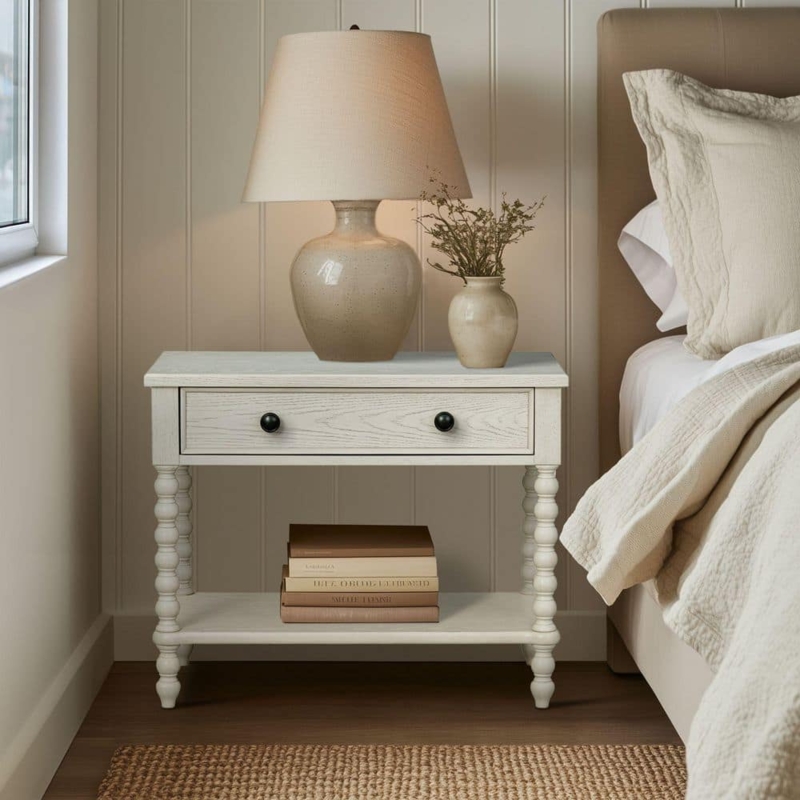 French Country Nightstand with Cabriole Legs and Antique Finish