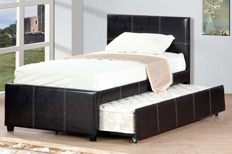 Full Bed with Trundle, Espresso Finish and Slatted Headboard Design