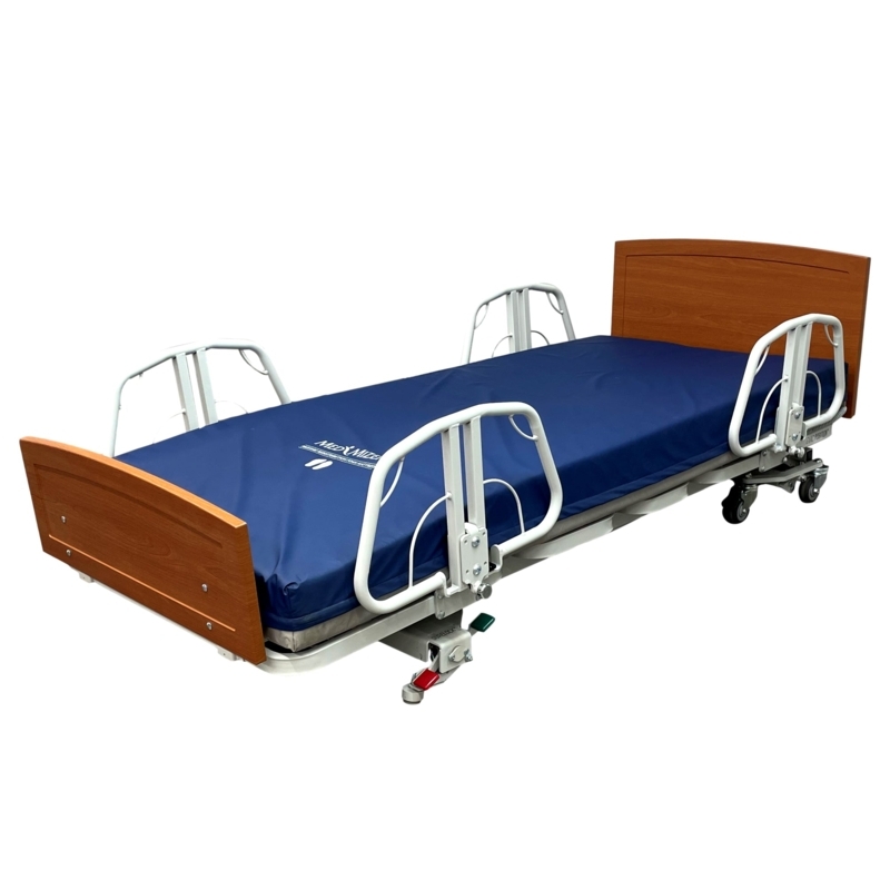 Full Electric Hi-Low Hospital Bed with Wood Toned Panels Adjustable
