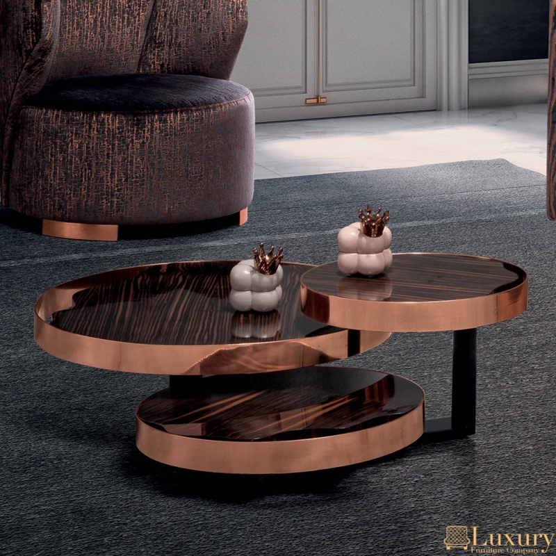 Geometric Metal Base Living Room Table Rectangular Copper Lattice