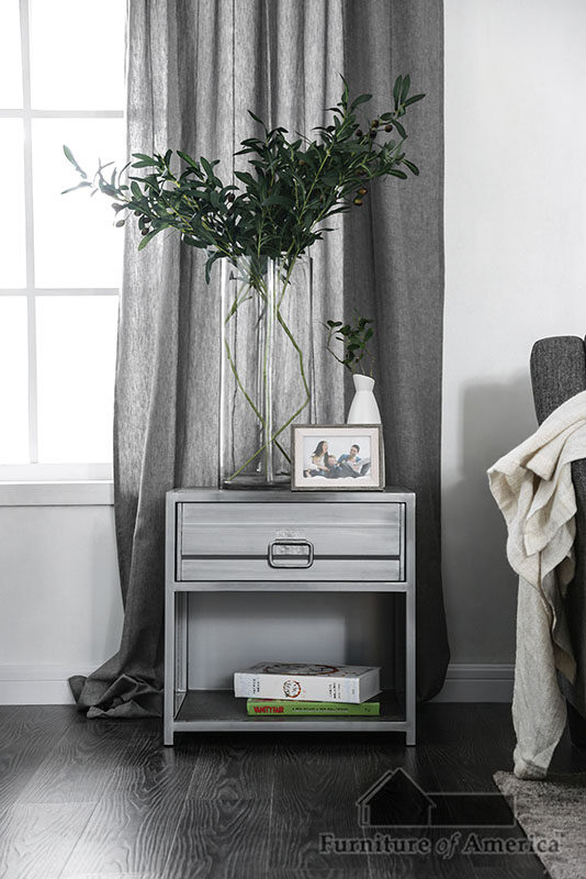 Glam Nightstand with Geometric Textured Fronts and Gold Bar Pulls
