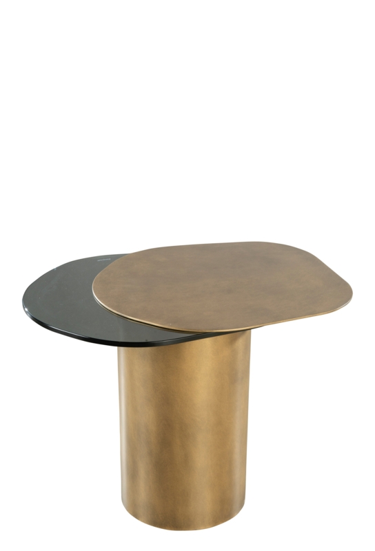 Glass End Table Sculptural Gold Base Contemporary Glam