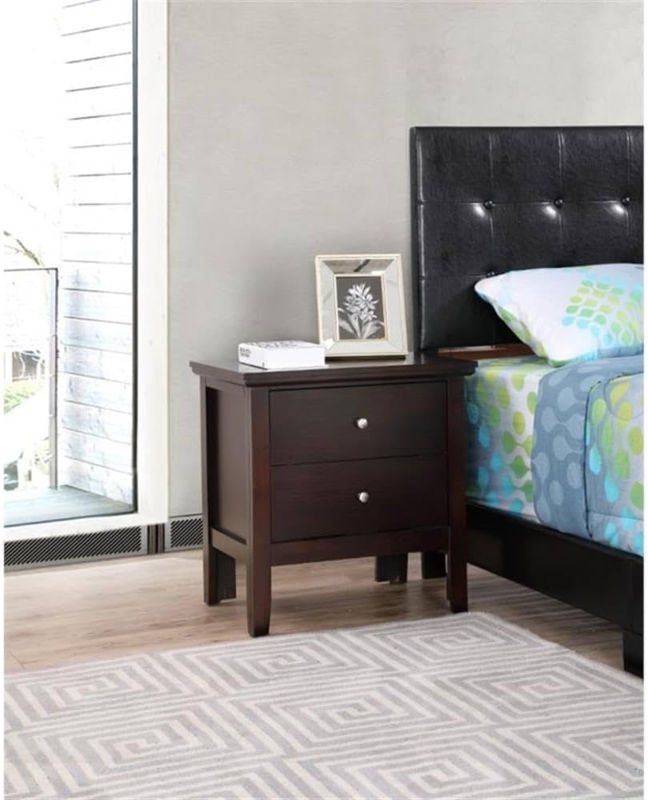- Glory Furniture Primo 2 Drawer Nightstand in Espresso