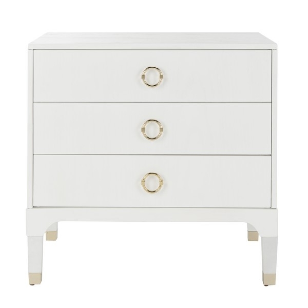 Gray Faux Shagreen Nightstand with Gold Capped Feet Glam Storage