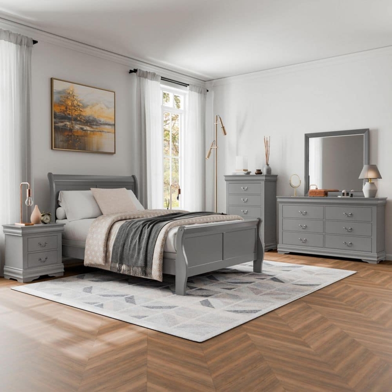 Gray Wood Grain Farmhouse Set Paneled Design Suite