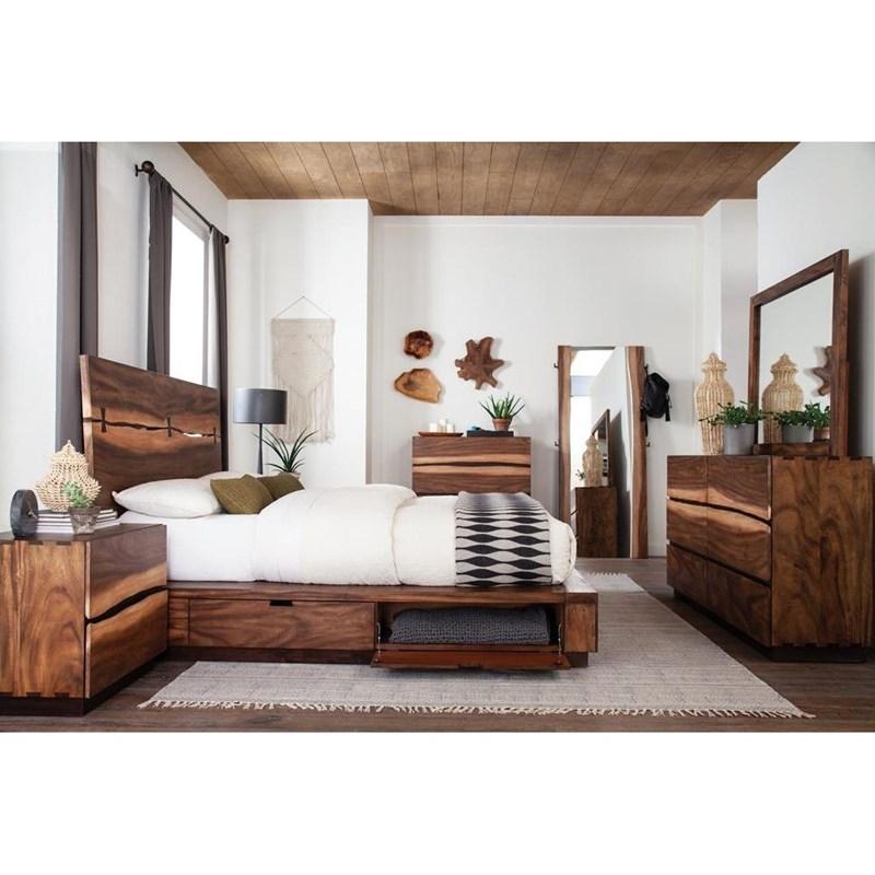 Grey Wood Finish Bedroom Set with Paneled Headboard Transitional