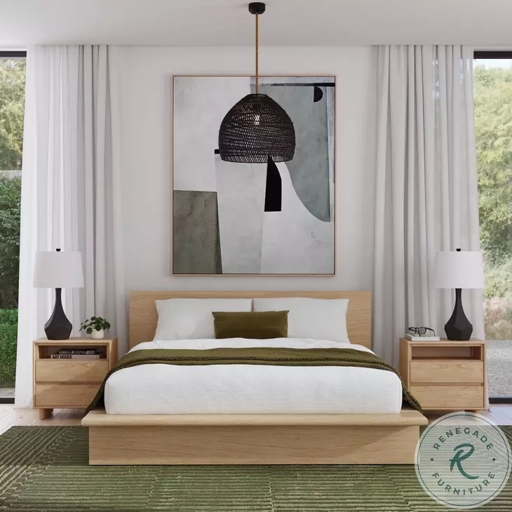 Halmstad Blonde Oak Platform Bedroom Set