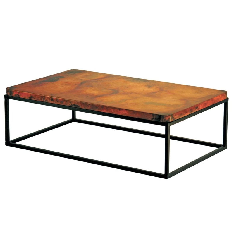 Hammered Copper Coffee Table Set Nesting Round Black Metal Base
