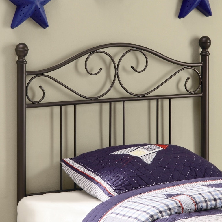 Headboard Dark Bronze Metal Spindle Design Arched Twin
