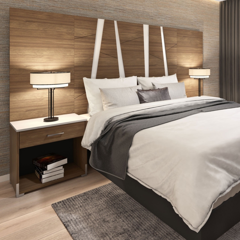 Headboard Geometric Wood Puzzle Panel Design Alternating Grain