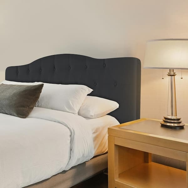 Headboard in Black Upholstery with Button Tufting