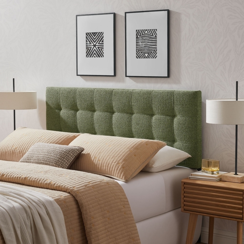 Headboard in Emerald Green Upholstery with Diamond Pattern