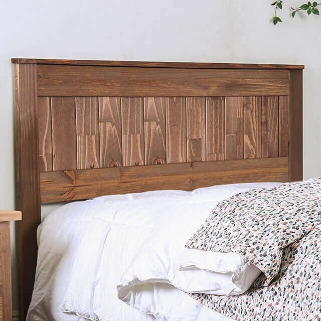 Headboard Mahogany Tone Rectangular Panel Wood Grain Minimalist Design