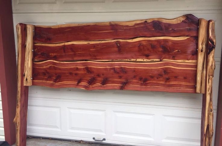 Headboard Multi-Tonal Wood Live Edge Top Horizontal Plank