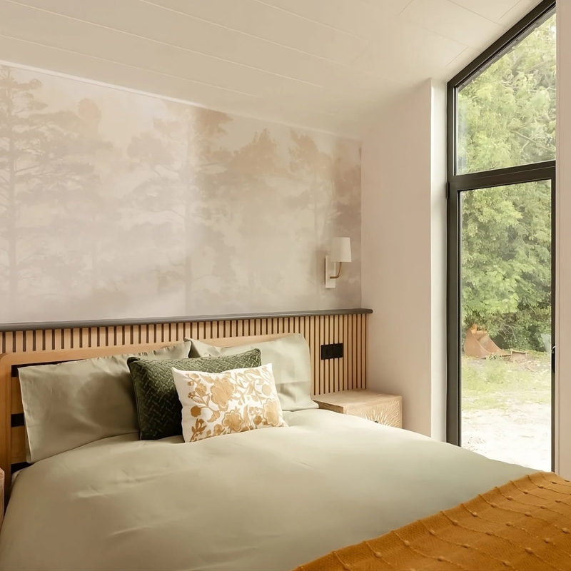 Headboard Natural Oak Vertical Slat Half Height Wall Panel Ribbed