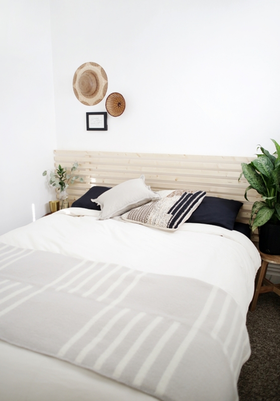 Headboard Natural Wood Tones Wall Mounted Minimalist Airy Style