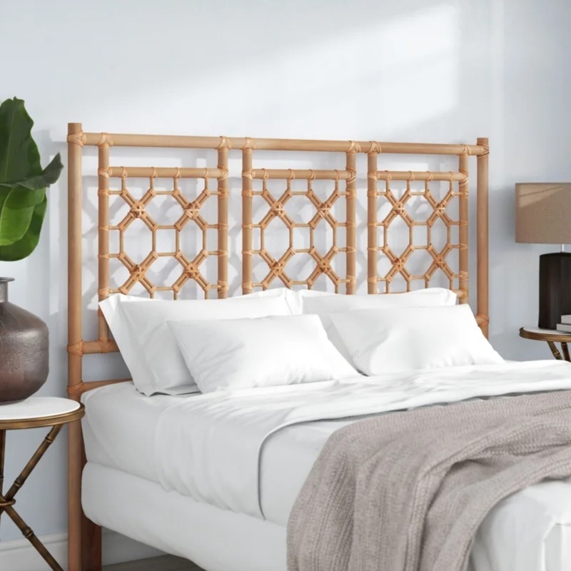 Headboard Rattan Cane Curved Top Woven Lattice Queen