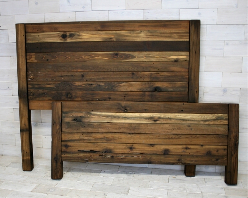 Headboard Reclaimed Cedar with Square Posts Horizon Slat Design