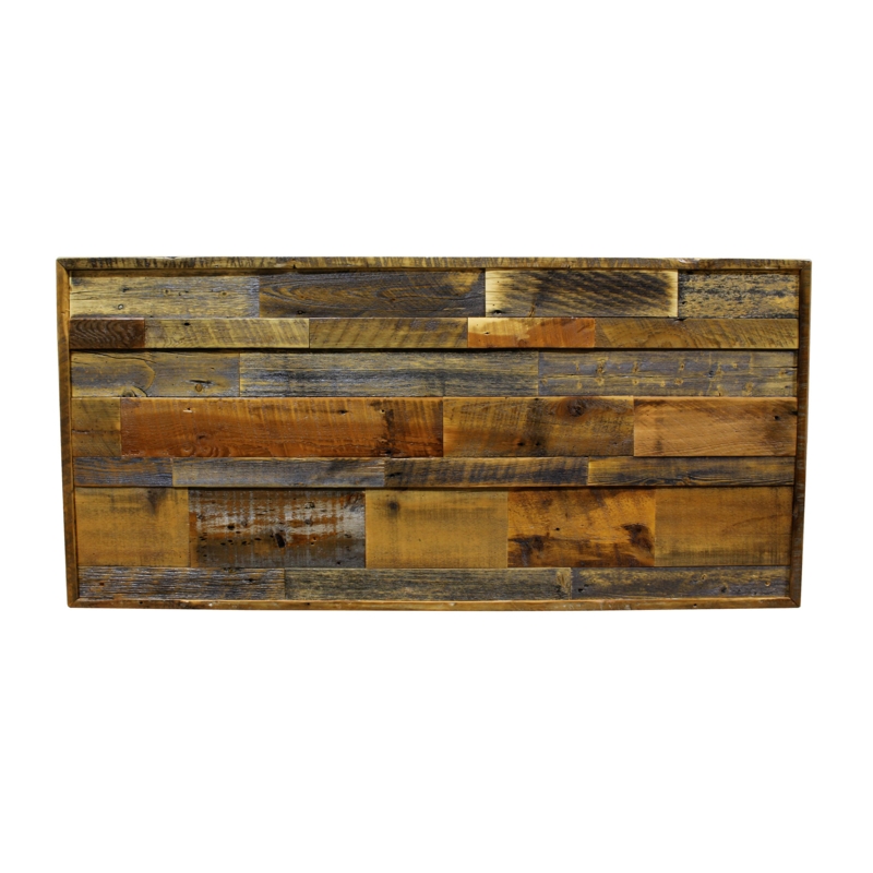 Headboard Reclaimed Wood Planks Framed Border Farmhouse Style