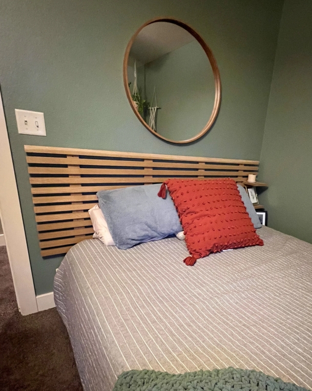 Headboard Rounded Corners Open Back Vertical Slats Scandinavian Style