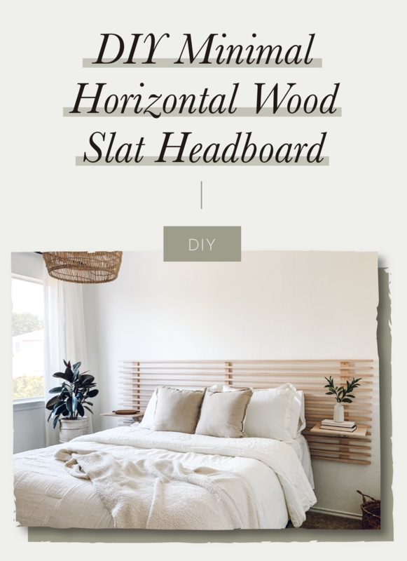 Headboard Scandinavian Airy Horizontal Wood Slats Floating Nightstand