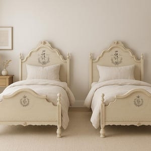 Headboard Spindle Back Curved Top Twin Size French Provincial Style