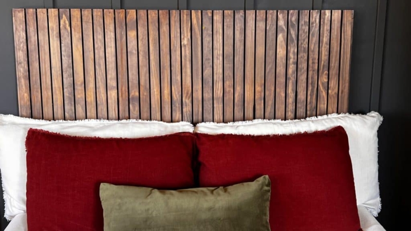 Headboard Square Edges Low Profile Light Wood Finish Minimalist Style