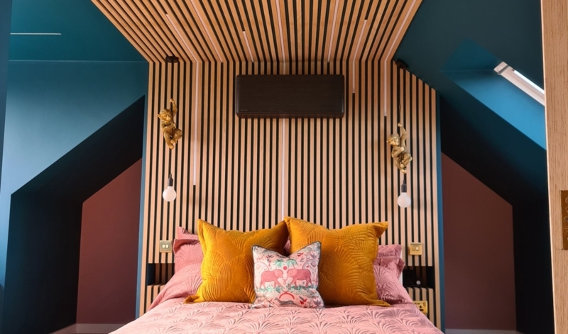 Headboard Vertical Ribbed Japandi Style Japandi Feature Wall
