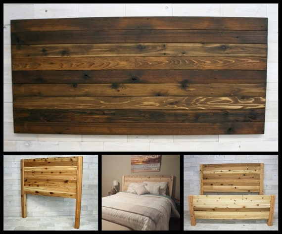 Headboard Wall Mounted Varied Wood Tones Reclaimed Wood Look