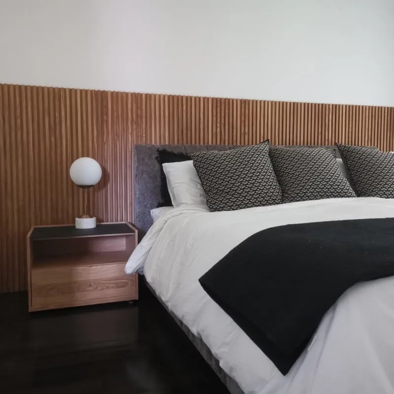 Headboard Wall to Wall Style Oversized Width Warm Brown Slats