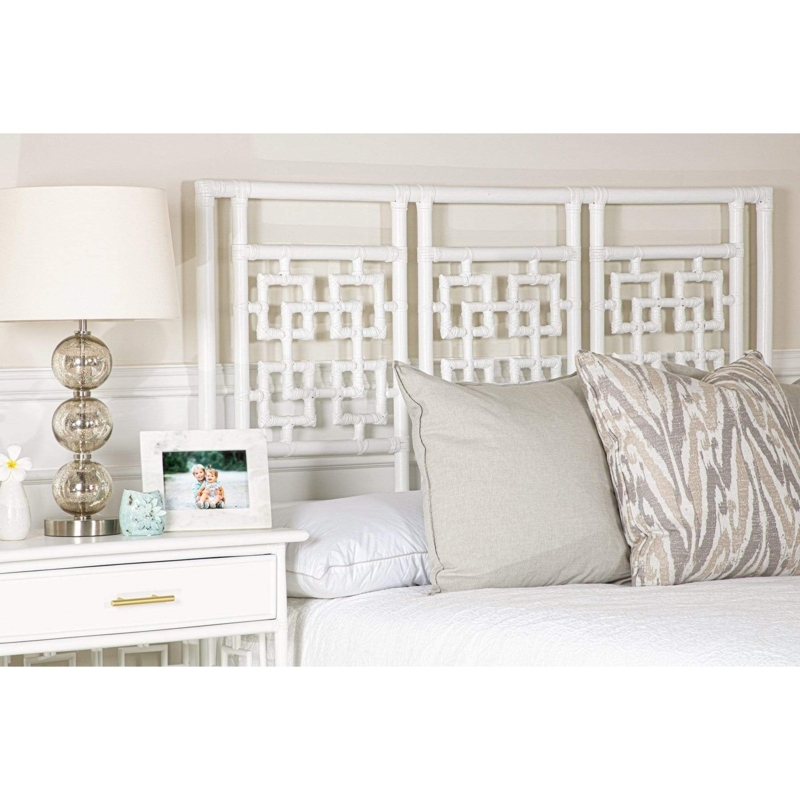 Headboard White Geometric Lattice Fretwork Palm Springs Coastal