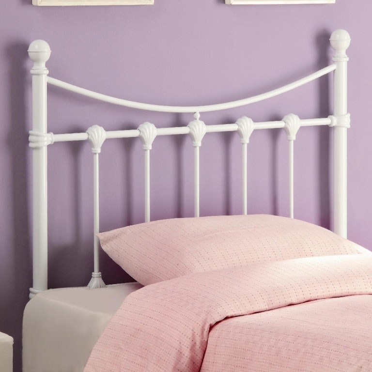 Headboard White Metal Arched Floral Medallion Spindle Twin