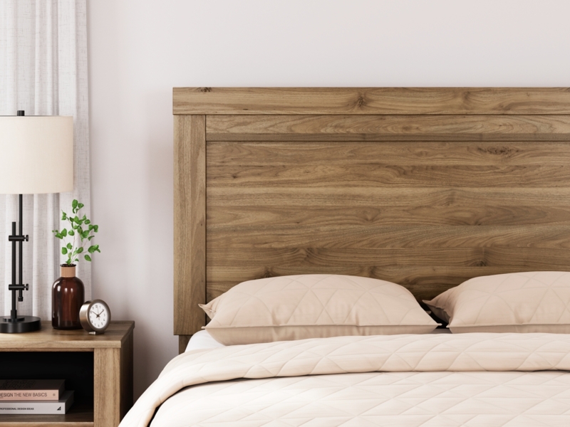 Headboard Whitewashed Wood Plank With Integrated Sconce Lighting