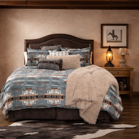 Headboard with Arched Silhouette and Southwestern Upholstery