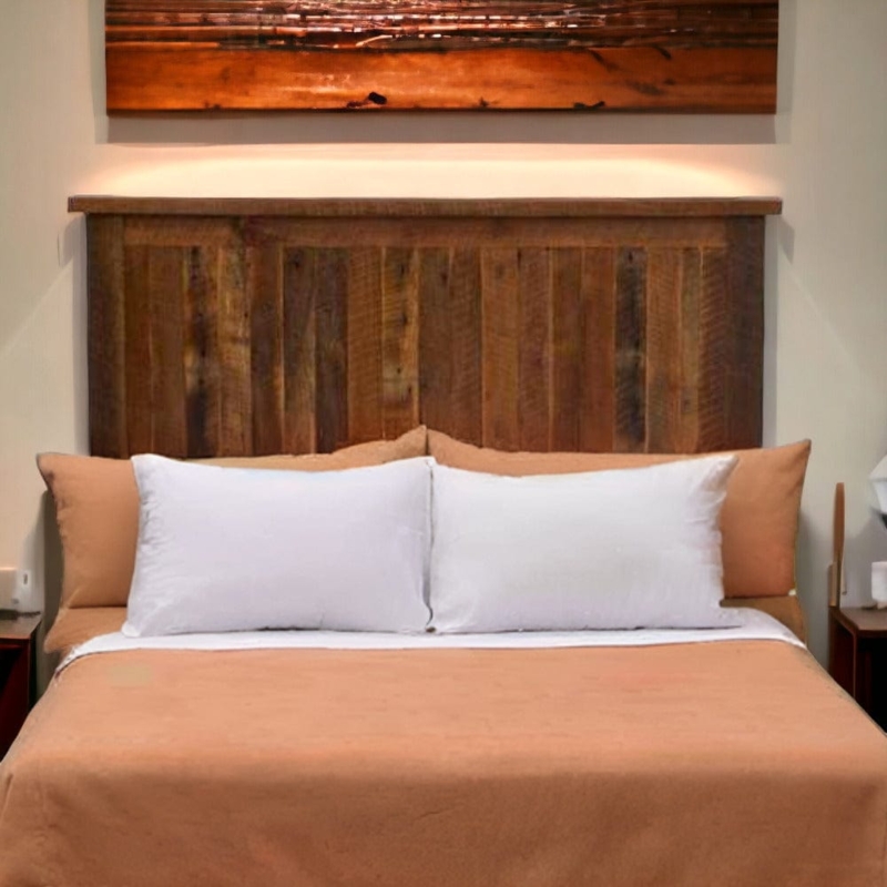 Headboard with Multi Tone Wood and Weathered Barnwood Planks
