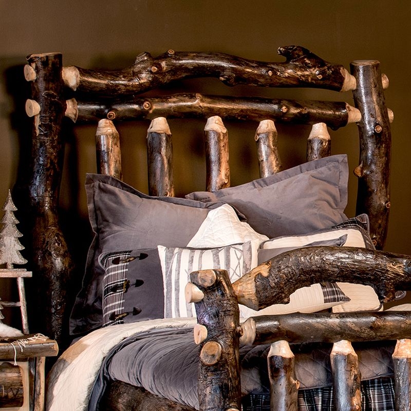 Headboard with Natural Bark Aspen Logs and Mortise Joinery