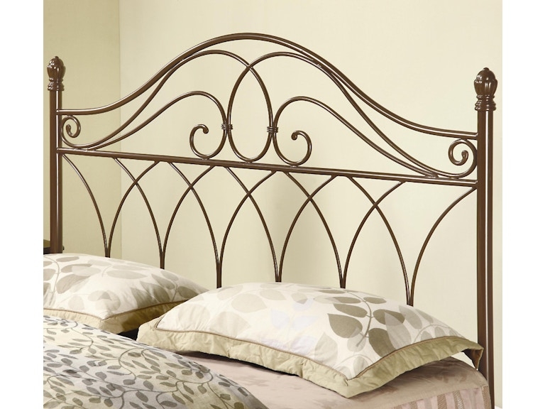 Headboard with Open Frame, Horizontal Slats, Dark Bronze Brown Metal