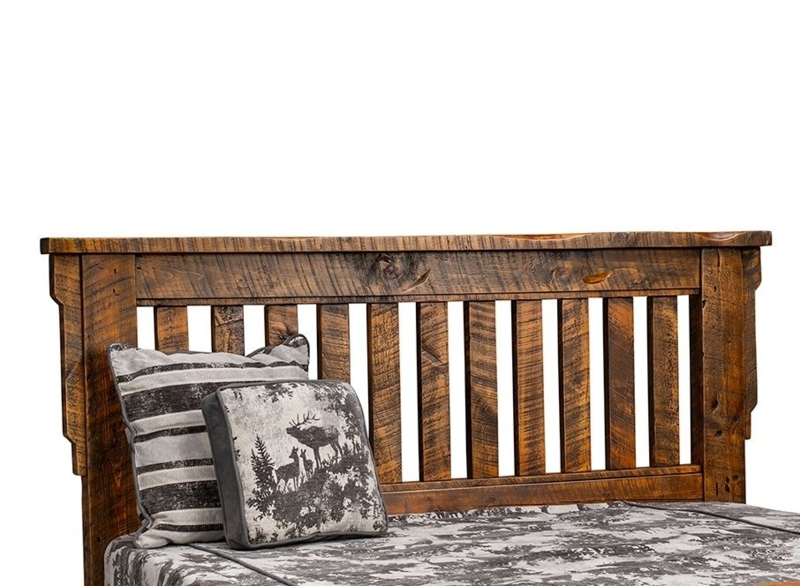 Headboard with Picket Slat Design and Distressed Barnwood Style